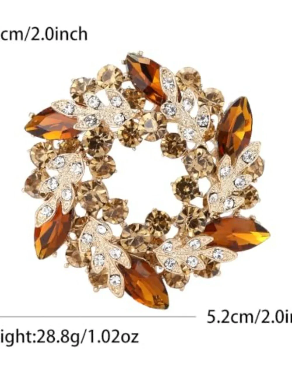 Rhinestone Flower Brooch for Women Sparkling Cubic Zirconia Wreath Brooch Pin